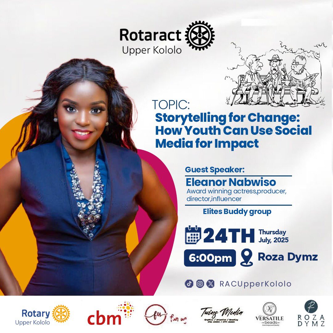 RACUpperKololo's tweet image. Join us for an inspiring evening as we dive into Storytelling for Change: How Youth Can Use Social Media for Impact with none other than @NabwisoEleanor — award winning actress, producer, director, and influencer.
🗓 Thursday, 24th July 2025
🕕 6:00PM
📍 Roza Dymz
#UniteForGood