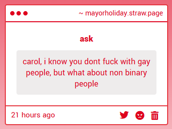 MayorOfHometown's tweet image. yeah
thats great actually
no
fuck you
i dont want your faggotry around my daughter. i fucking despise you so goddamn much
i could not care less
?
no
mmhm
??? gtfo