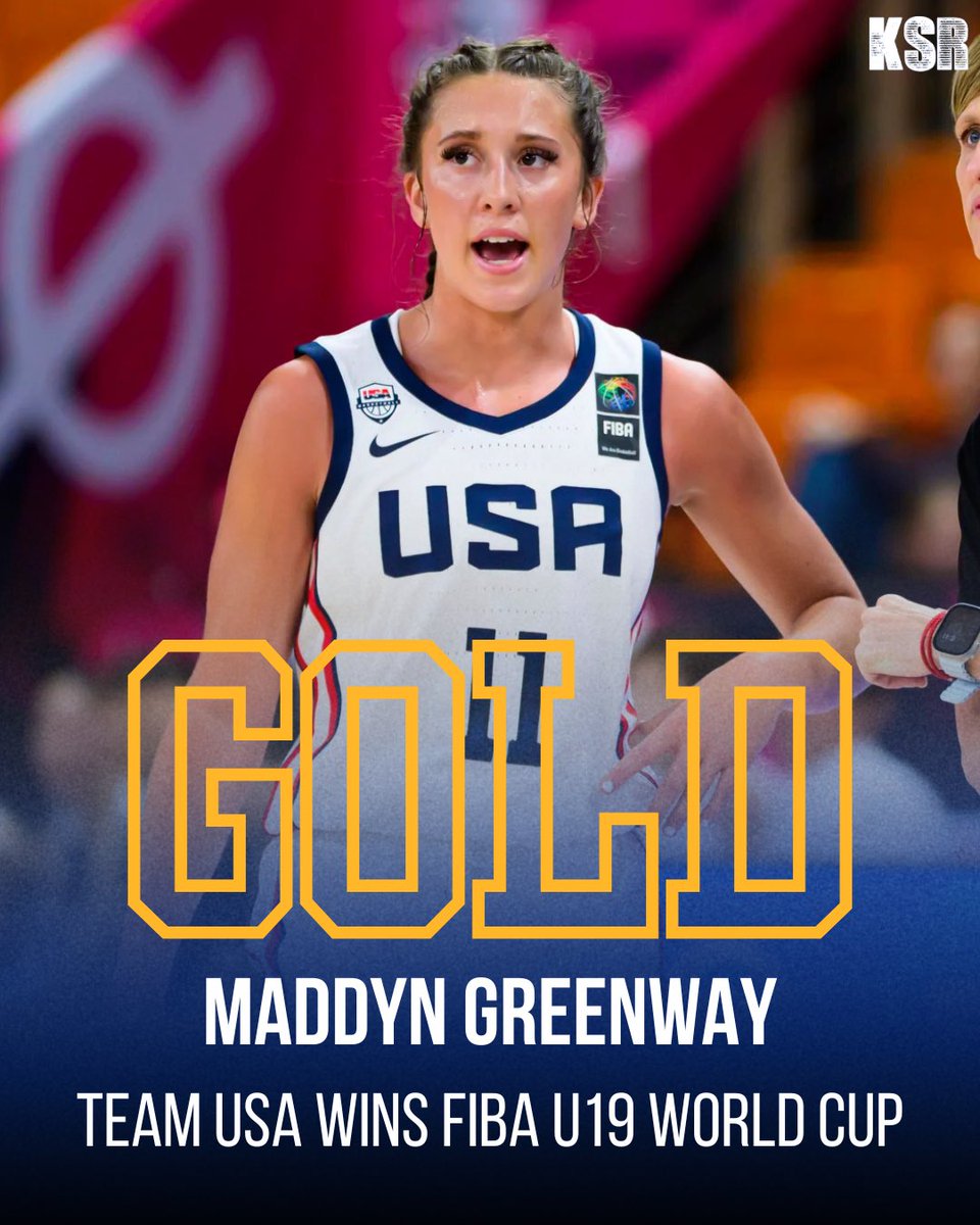 ✅ Five-star Kentucky WBB commit
✅ Top 10 prospect in the 2026 class
✅ Gold medalist 🥇

Maddyn Greenway and Team USA beat Australia 88-76 to win the FIBA U19 World Cup!

on3.com/teams/kentucky…