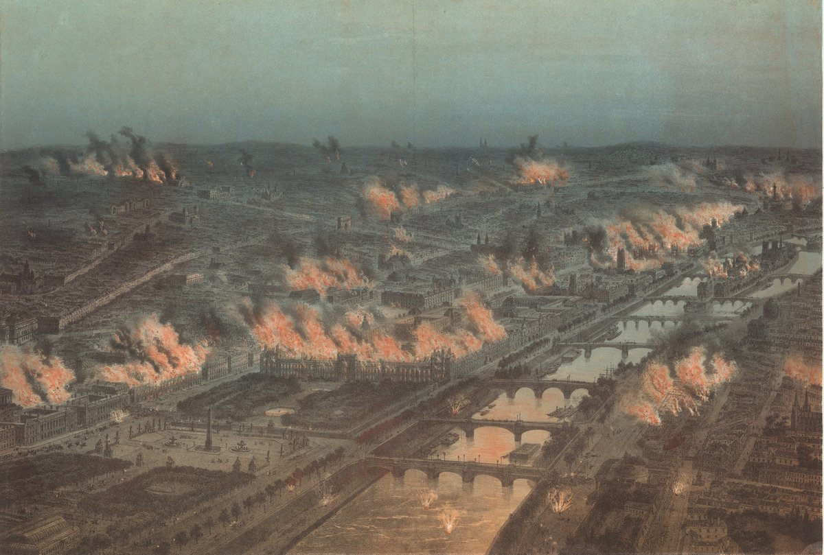 vintagemapstore's tweet image. Paris Burning during the "Bloody Week" at the end of the Paris Commune era (May 1871)
