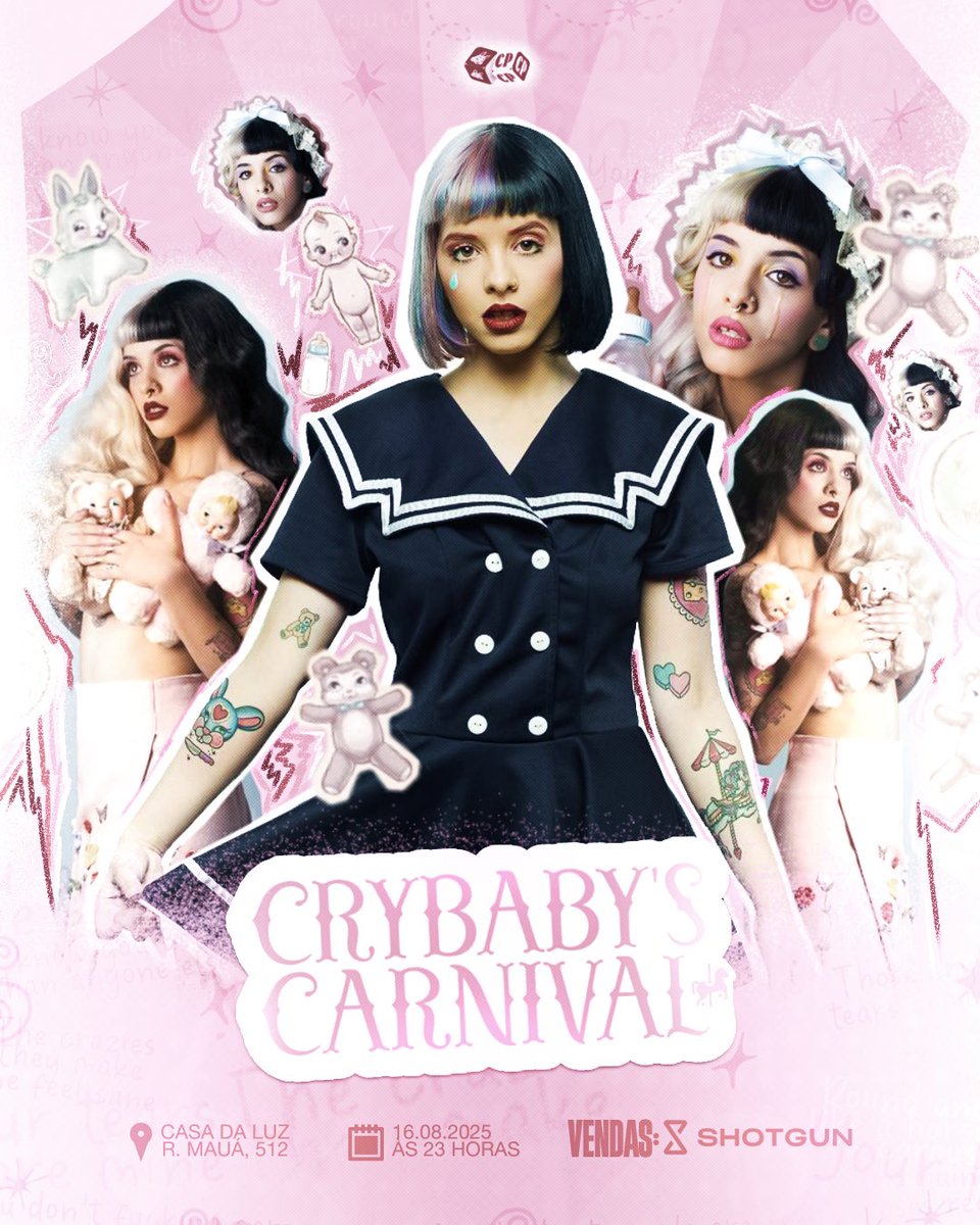QG da Sabrina 🫧 | fã-site (@qgdasabrina) on Twitter photo 🚨 ATENÇÃO, SÃO PAULO! 🚨
O Crybaby's Carnival, festa temática de Melanie Martinez, terá a sua 1° edição em Agosto na Casa da Luz. Aproveite que o lote promocional está disponível!
🔗 Ingressos à venda: bit.ly/4eIpWLm
— Sigam <a href="/crybabyspartybr/">Crybaby's Carnival 🎪</a> para mais informações. 🚨 ATENÇÃO, SÃO PAULO! 🚨
O Crybaby's Carnival, festa temática de Melanie Martinez, terá a sua 1° edição em Agosto na Casa da Luz. Aproveite que o lote promocional está disponível!
🔗 Ingressos à venda: bit.ly/4eIpWLm
— Sigam <a href="/crybabyspartybr/">Crybaby's Carnival 🎪</a> para mais informações.