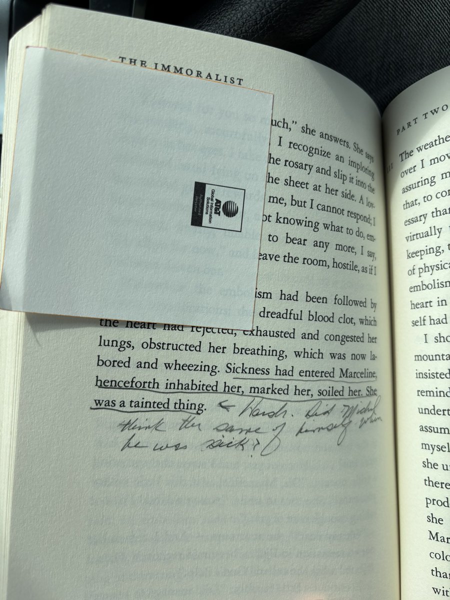 byronicshawty's tweet image. bought a copy of the immoralist that some dude from at&t annotated lol