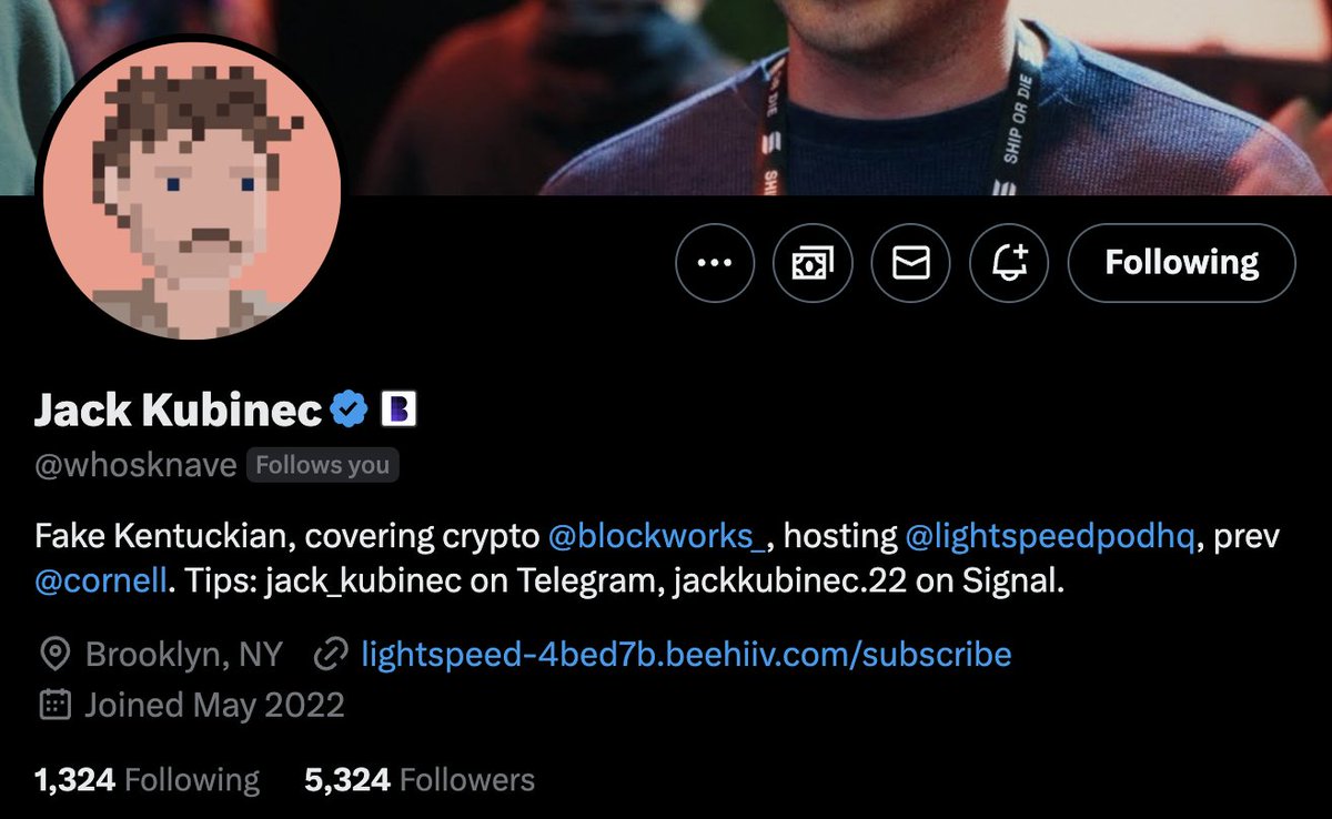 JasonYanowitz's tweet image. Hit 5k followers at Blockworks and you get the official B next to your name.
Please help me welcome our newest members of the B.
Podcaster and scoop extraordinaire @whosknave
Fearless research leader @_ryanrconnor
Data wizard @fergmolina
Follow these chads.