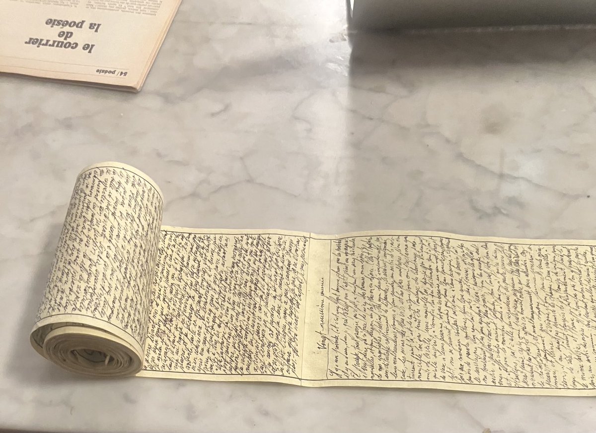 Copie, à la plume, du rouleau des « 120 journées de sodome », à l’occasion d’un film consacré aux rêves de Sade embastillé.