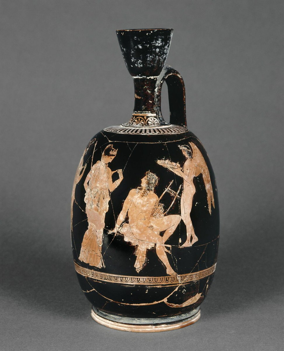 Athanasius_45's tweet image. Red-figure lekythos with Aphrodite, Adonis and Eros, ca. 420 BC.
κατθνάσκει, Κυθέρη᾿, ἄβρος Ἄδωνις· τί κε θεῖμεν;
καττύπτεσθε, κόραι, καὶ κατερείκεσθε κίθωνας.
-
Delicate Adonis is dying, Cytherea; what are we to do?
Beat your breasts, girls, and tear your clothes.
Sappho