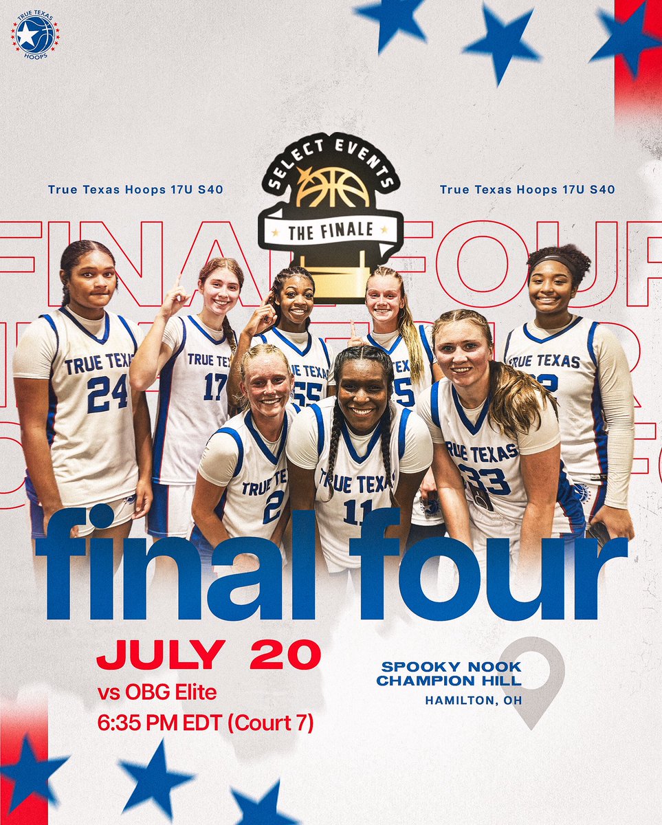 Final 4 Energy 💥🙏
17U S40 vs OBG Elite
🕡 6:35 PM
📍 Court 7

This group has stayed faithful, battled through adversity, and earned every minute of this moment. Now it’s time to glorify His name and leave it all on the floor.

No egos. No stars. Just a team that trusts and goes