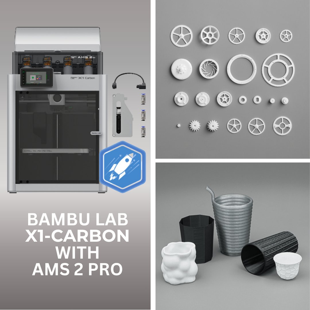 MatterHackers's tweet image. The Bambu Lab X1-Carbon Combo with AMS 2 Pro offers fast, reliable, multi-material 3D printing with smart AI features and automatic color switching—perfect for pros and makers.
matterhackers.com/r/F30aH6
#MatterHackers
