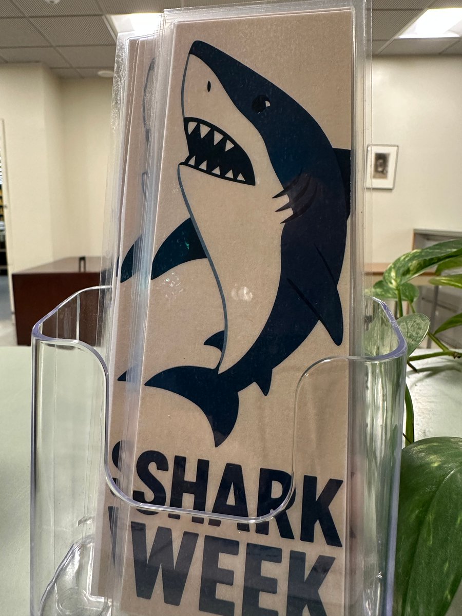 sbulibraries's tweet image. Shark Week starts today! Prepare yourself by consulting our new display featuring books, videos, and jaw-dropping facts about the ocean’s most iconic predator. And pick up a free bookmark!

#SharkWeek #LibraryDisplays