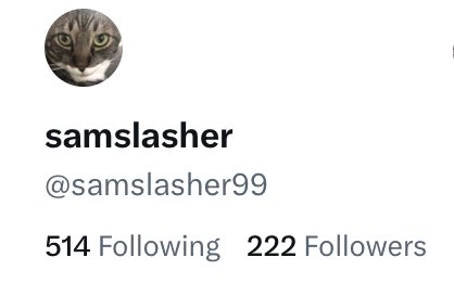 samslasher99's tweet image. Thank you for two two two followers ❤️