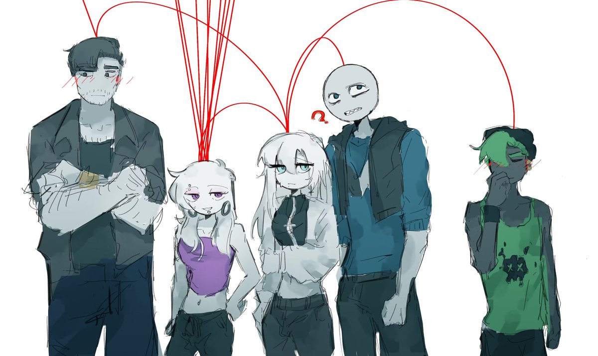 The original setting is a Korean drama, who the red line connects with is having sex, why can't it be a group pet😈😈
#YourBoyfriendGame 
#YourBoyfriendGamefanart