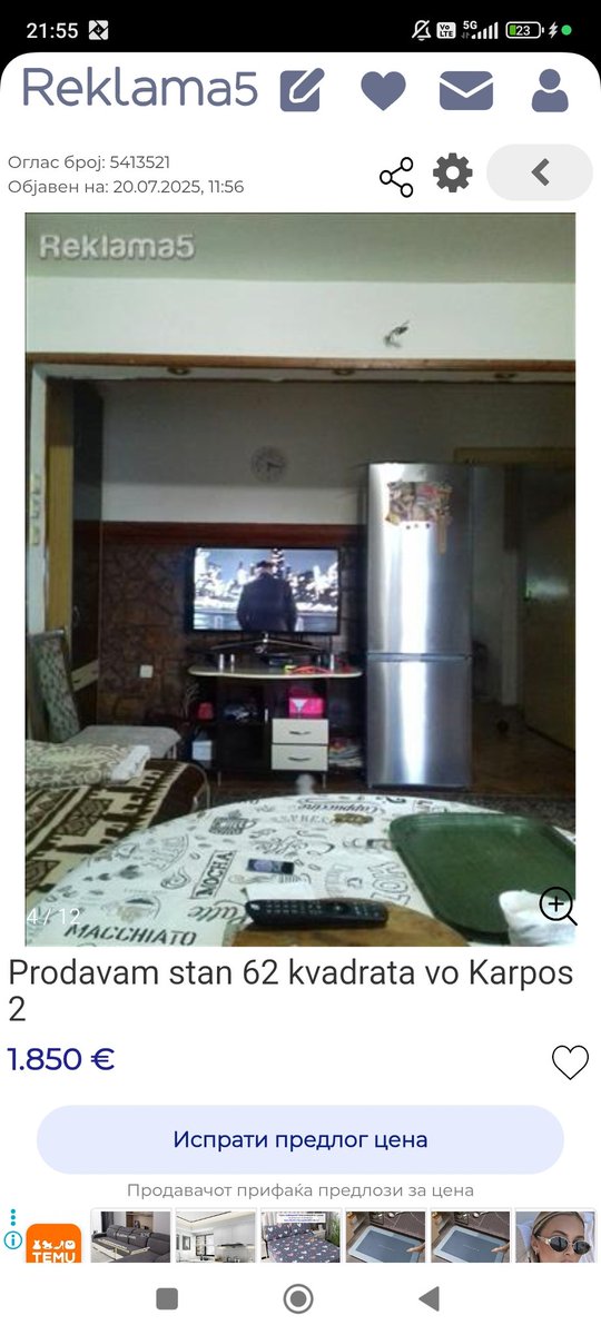 Види нема врска што нема место во кујна за фрижидерот, е вака ќе си го ставиш во дневна и се ќе ти биде блиску! 🙃 Па ради тоа е таква цената, иначе ќе беше 2500!