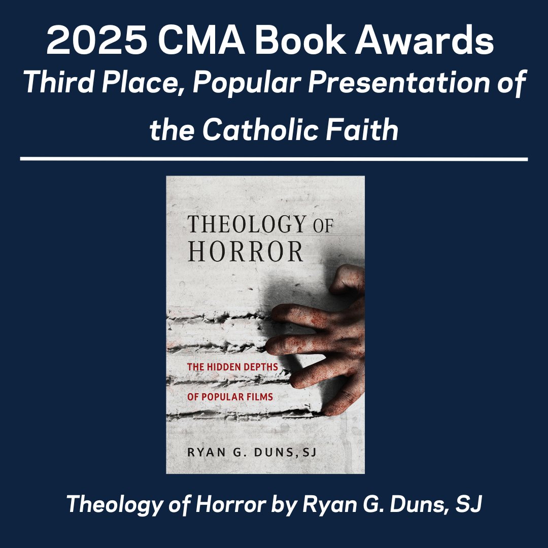 UNDPress's tweet image. We are delighted that THEOLOGY OF HORROR won third place in the CMA Awards' Popular Presentation of the #Catholic Faith category! Author @DunsSJ explores the dark reaches of popular #Horror films. #BookAwards
View this @CM_Association award at: bit.ly/45QgnI1