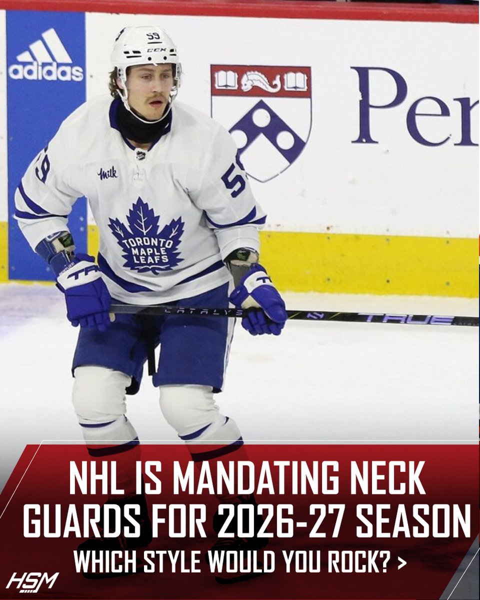 HockeyStickMan's tweet image. Another change coming to the NHL in 2026. Which style of neck guard would you rock?
#Neckguards #nhlcba #StickMan