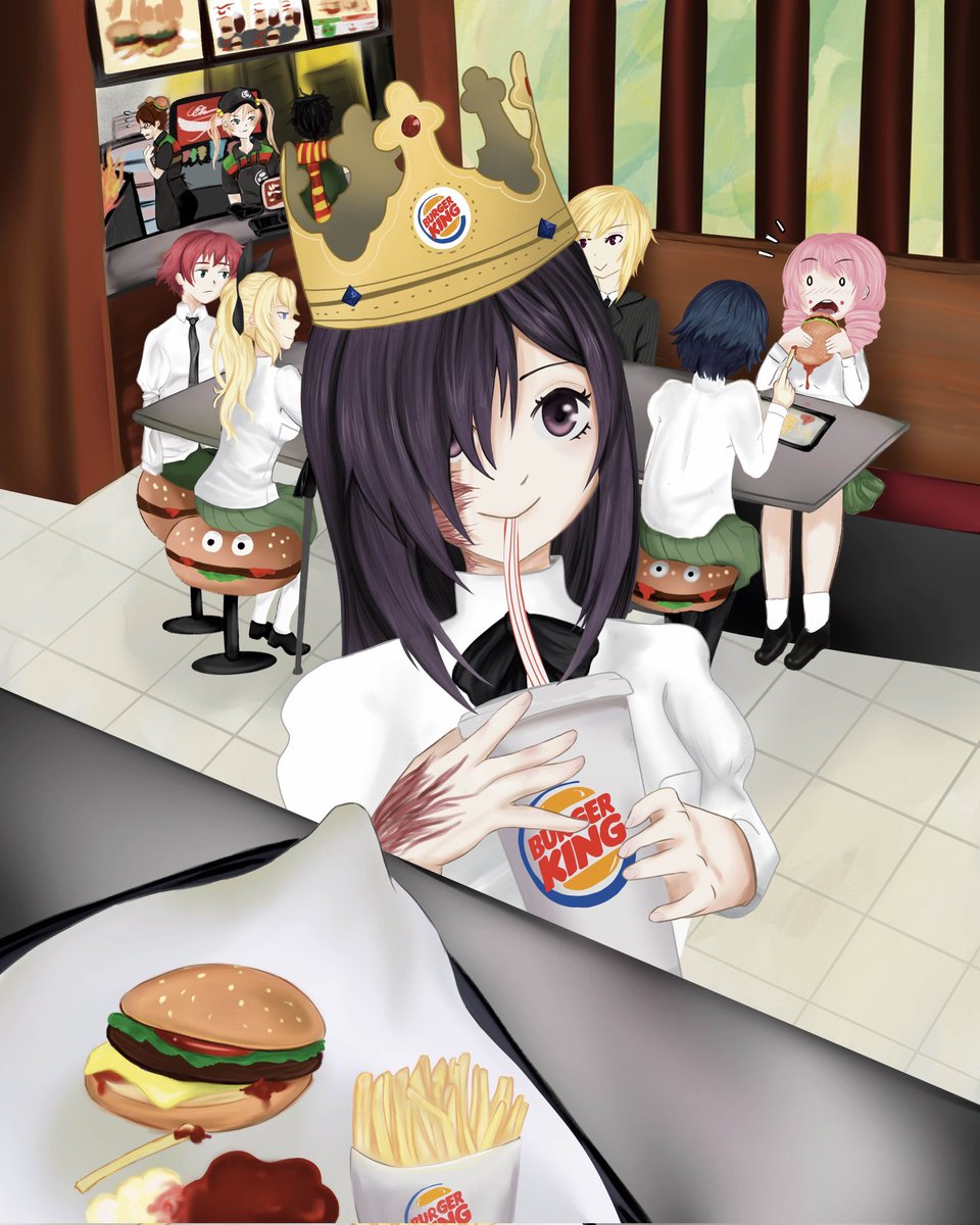 WickedBicked's tweet image. On a date with Hanako 🍔💜