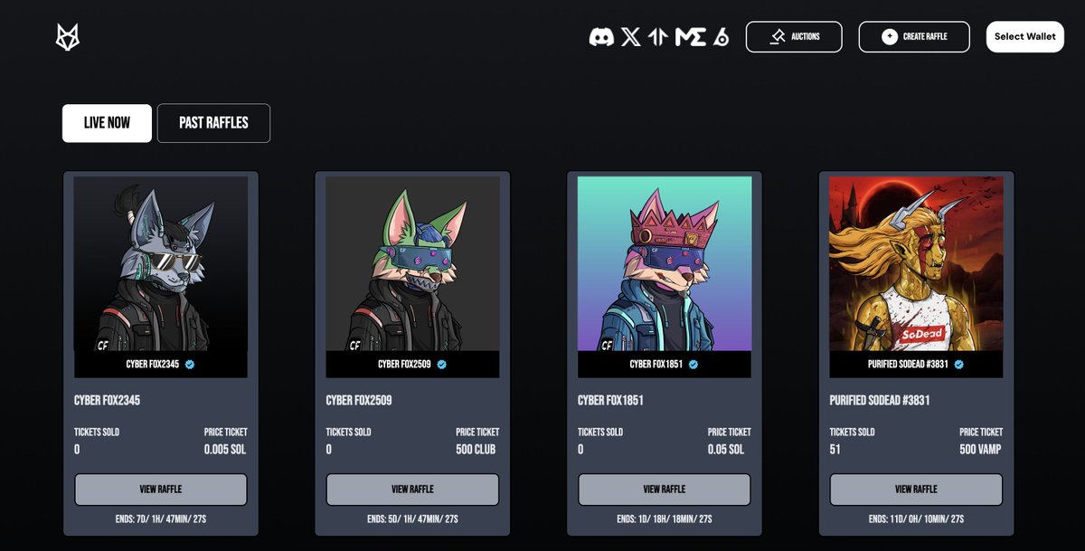 Mutiple raffles are LIVE at our raffle platform 🎟️ 

Some rare foxes including robot skin and crown trait which gives you staking boosts 👀

Go grab some tickets:
raffles.thefoxclub.wtf

Did you know you can create your own raffles in a few simple steps? ⬇️