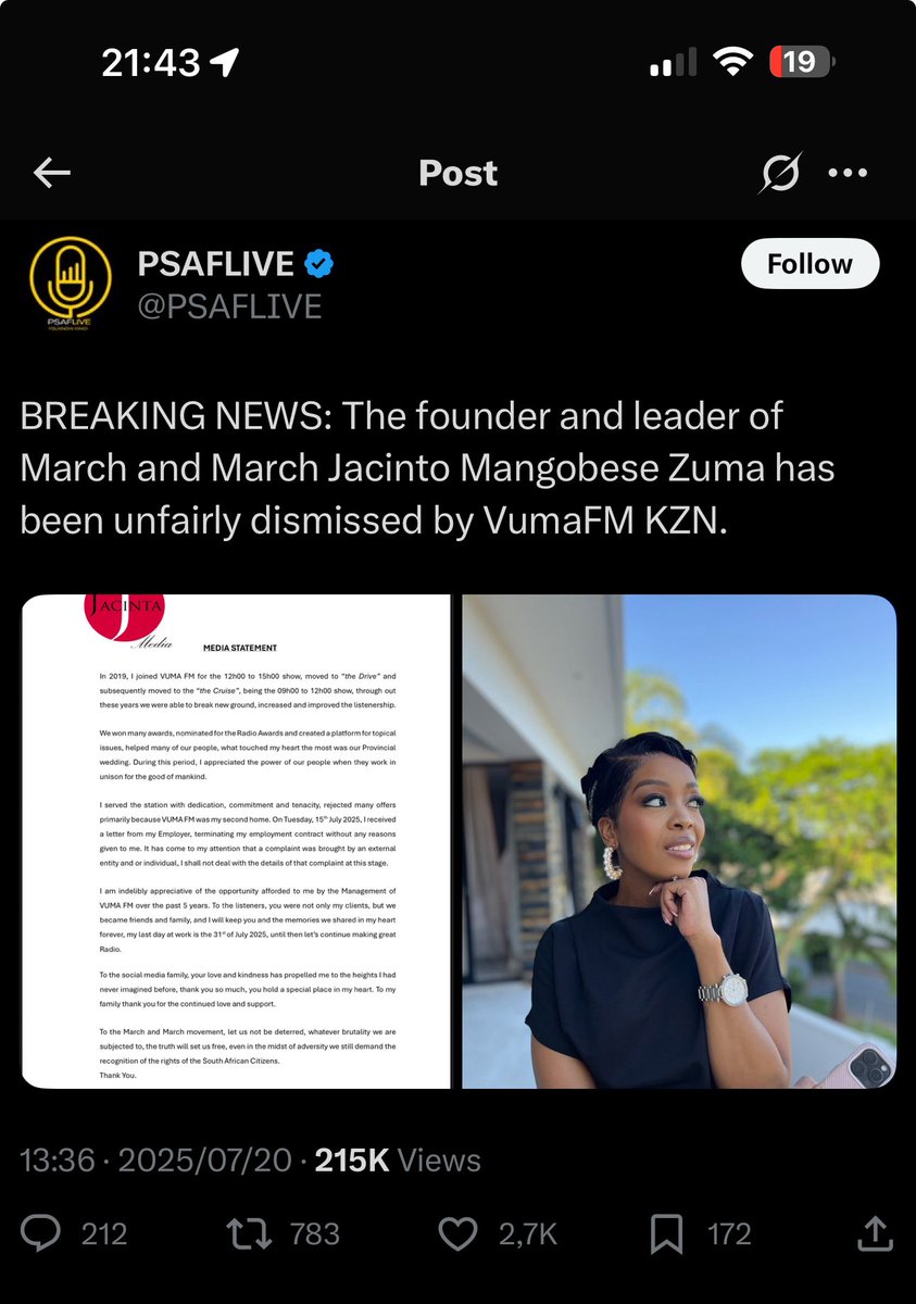 PrinceTshina's tweet photo. I must admit I admire the bravery , patriotism and passion Jacinta Ngobese has . She pulled off what keyboard warriors failed to do and physically challenged the government head to head . But also one must be cautious to never bite the hand that feeds them while at it . https://t.co/a9puBuagAJ