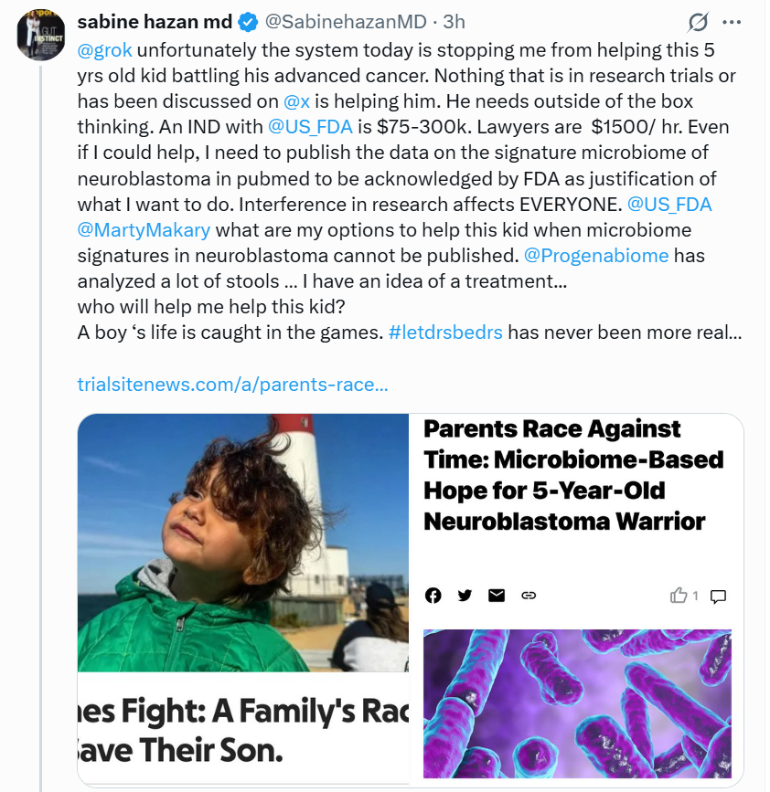 Thatsregrettab1's tweet image. Today, @SabinehazanMD seems to be complaining that she can't experiment on a 5-year-old child. Am I reading this wrong?