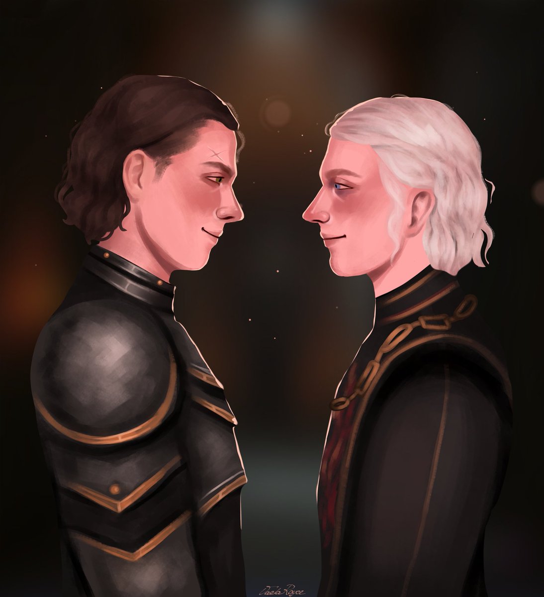 VaelaRoyce's tweet image. Aegon and OC, his twin brother (who looks like Gwayne, change my mind) for my client on tumblr. 

I don&apos;t know exactly why but I&apos;m in love with this drawing. 

Comms open.

#houseofthedragon #hotd #asoiaf #asoiafart #aegontargaryen #originalcharacter #commission #vaelaroyce