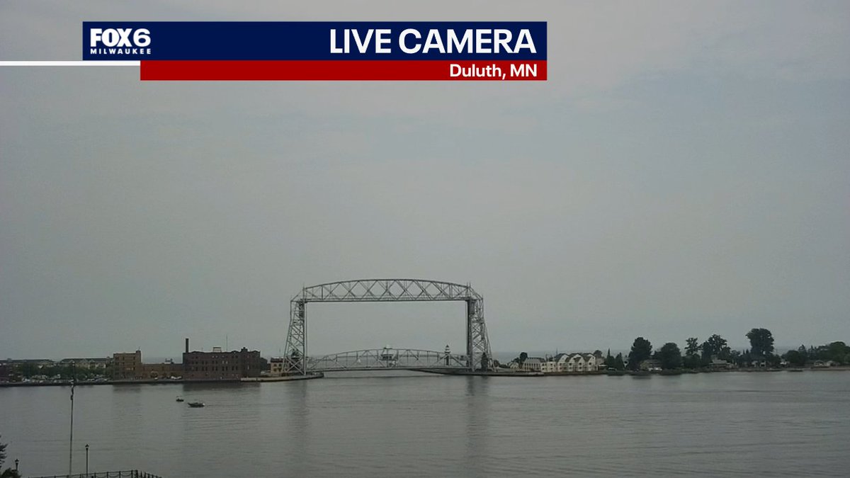 Tom_Wachs's tweet image. 3:12pm Sunday: Smoky skies up in Duluth, MN today. That Canadian wildfire smoke is heading in our direction. Expect smoky skies tonight and again on Monday, possibly in our air as well closer to the surface. Conditions will improve on Tuesday.