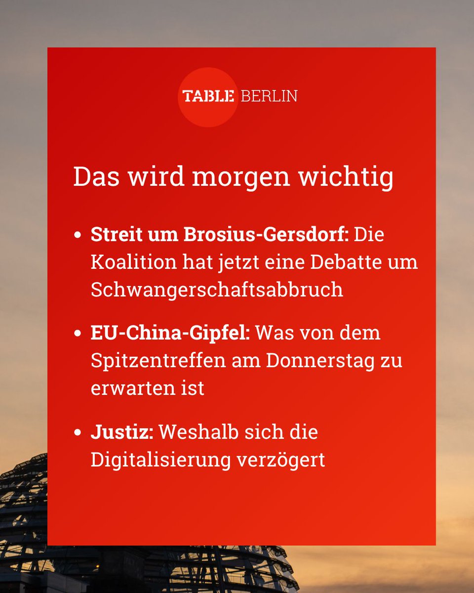 TableBriefings's tweet image. Die Themen des Tages im Berlin.Table!
Jetzt anmelden, heute Abend noch die aktuelle Ausgabe lesen 👉
buff.ly/mleV4ou