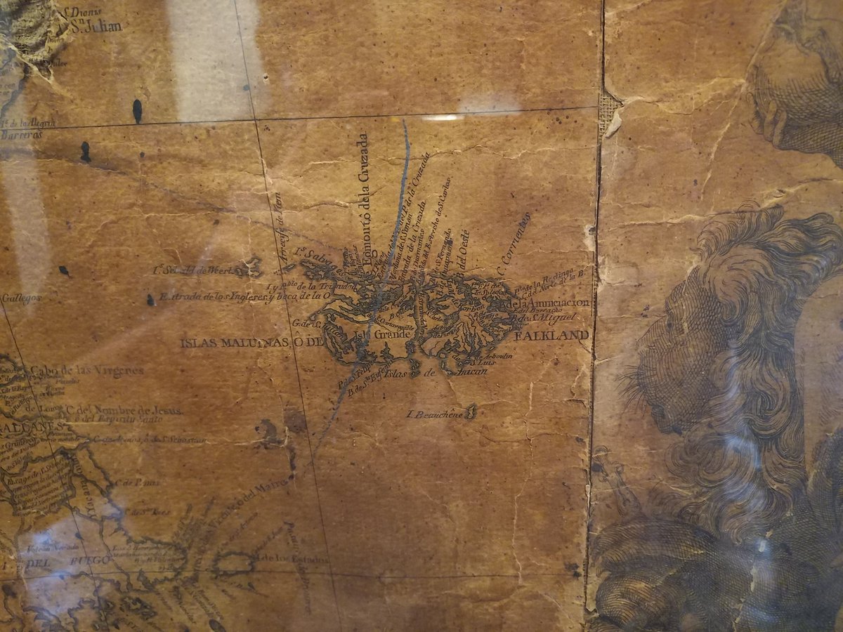 Islas Malvinas en el mapa presente en el #MuseoSobremonte, hecho por Cano y Olmedilla. Fechado en el año 1775, es de la era en que la actual Argentina 🇦🇷 era aún parte del Virreinato del Perú 🇯🇪