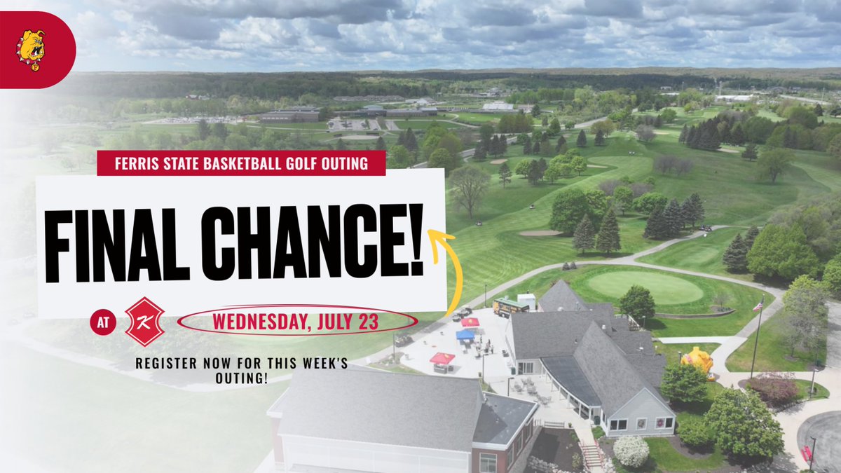Ferris Athletics (@ferrisathletics) on Twitter photo FINAL CHANCE! Get registered now for this Wednesday's 22nd annual Ferris State Men's Basketball Golf Outing at Katke Golf Course! Last chance to get signed up. Info & link here: tinyurl.com/32d38kjp <a href="/FerrisMBBALL/">Ferris M Basketball</a> FINAL CHANCE! Get registered now for this Wednesday's 22nd annual Ferris State Men's Basketball Golf Outing at Katke Golf Course! Last chance to get signed up. Info & link here: tinyurl.com/32d38kjp <a href="/FerrisMBBALL/">Ferris M Basketball</a>