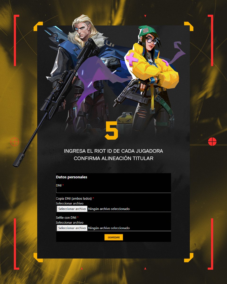 ¡Agente! 🕵️‍♂️
¿Tienes lo necesario para destacar en Swift Cup 2 de #VCTGameChangers?💪

Te contamos cómo inscribirte 👇

1️⃣ Crea tu cuenta en la plataforma
2️⃣ Sube tu prueba de identidad y nacionalidad
3️⃣ Completa tu perfil

📲 Regístrate: 🔗opengc.arenagg.com/es