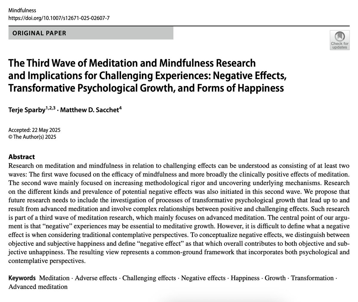 MatthewSacchet's tweet image. Describe an experience of derealization to a Western clinician, and you may receive a psychiatric diagnosis—and strong medication.
Describe the same experience to a seasoned meditation teacher, and you may be congratulated. In their eyes, you might be waking up!
So, who’s…