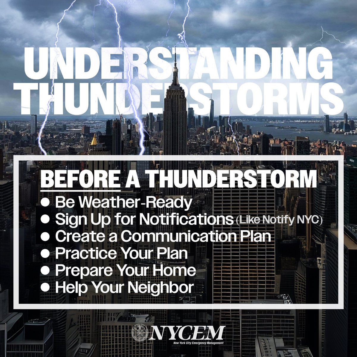 nycemergencymgt's tweet image. Severe Thunderstorm Outlook: NYC is under a slight risk for severe storms this evening. The main threat is damaging wind gusts of 58 mph or higher, with a low probability of gusts reaching 70 mph. The National Weather Service and Storm Prediction Center may issue a watch shortly.…