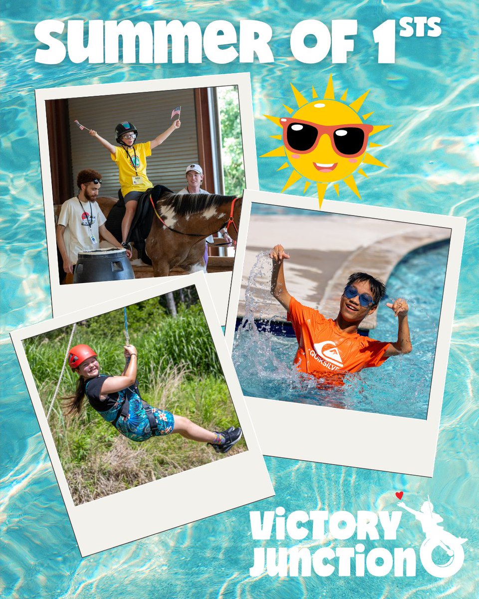 VictoryJunction's tweet image. There’s nothing like a first time at Camp! First zip, first bullseye, first big laugh w/ new friends❤️💛💚💙
This summer was full of those unforgettable moments! Join us in celebrating a Summer of Firsts by watching? reading this month’s Camp Story!🌟🎥🎉
bit.ly/4nUft3G
