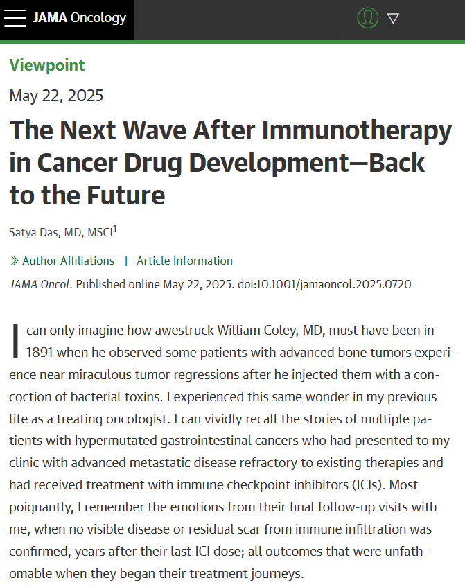 JAMAOnc's tweet image. Viewpoint discusses how oncology drug development is shifting from immunotherapy to targeted therapies like antibody-drug conjugates and radioligand therapy.
ja.ma/3GSEPOQ