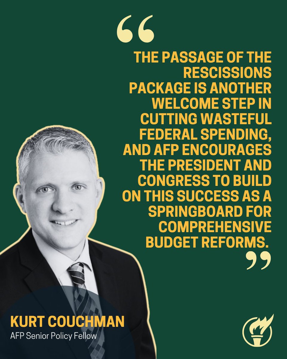 AlaskaAFP's tweet image. The Senate’s passage of the rescissions package is another important step toward restoring fiscal responsibility. AFP urges leaders in Washington to stay focused on what matters—cutting waste and protecting taxpayers. afplink.org/senaterescissi…