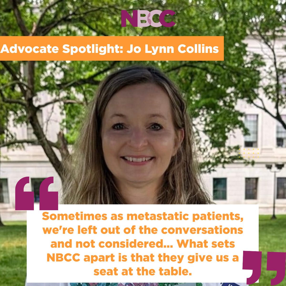 NBCCStopBC's tweet image. Must read: Jo Lynn, an advocate living with metastatic breast cancer, shares her story, which echoes the urgency of NBCC’s work to end breast cancer. Fuel our fight and join us in our movement to end breast cancer today. nbcc.info/JoLynnStory