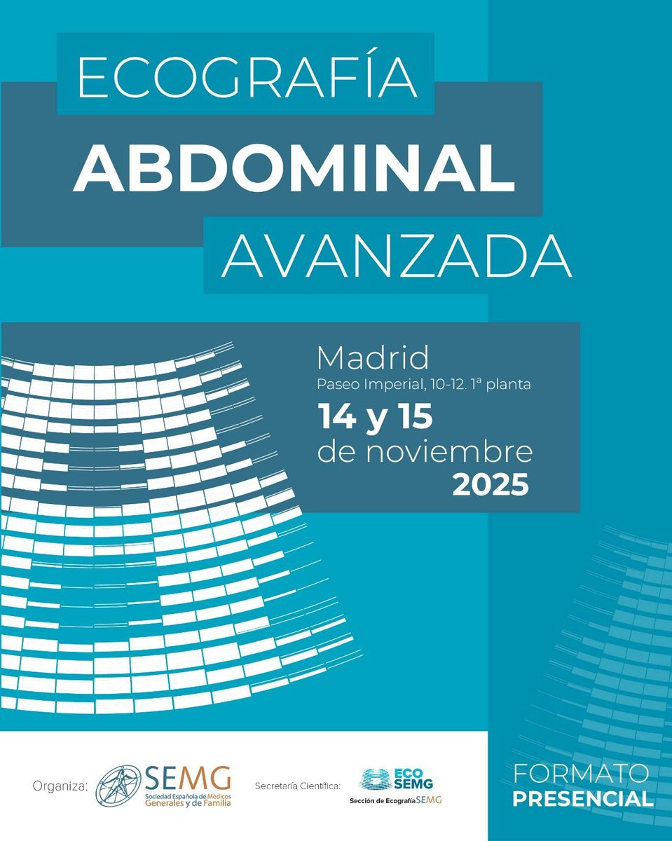 Después del #verano te esperan numerosos cursos de #ecografía con el sello de #calidadSEMG 

¡Reserva ya tu plaza!

➡️Curso de ecografía de esas pequeñas cosas: 4 de octubre en Madrid 
➡️Ecografía Clínica Pediátrica 2025: 11 de octubre en Madrid 
➡️Ecografía cervical 2025 (4ª