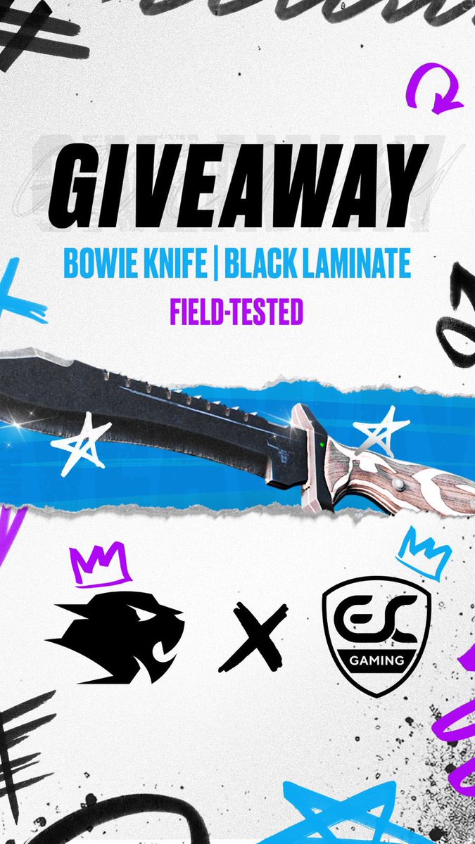 ESCGaming's tweet image. WE HAVE A SPECIAL GIVEAWAY FOR YOU! 🍀

🎁★ Bowie Knife | Black Laminate🎁

To enter:
✅Follow @ESCGaming &amp;amp; @g4skinsdotcom
✅Retweet + Like
✅Tag a CS2 Friend

Winner will be picked on August 3rd. Good luck!💪

#CS2 #CS2Giveaway