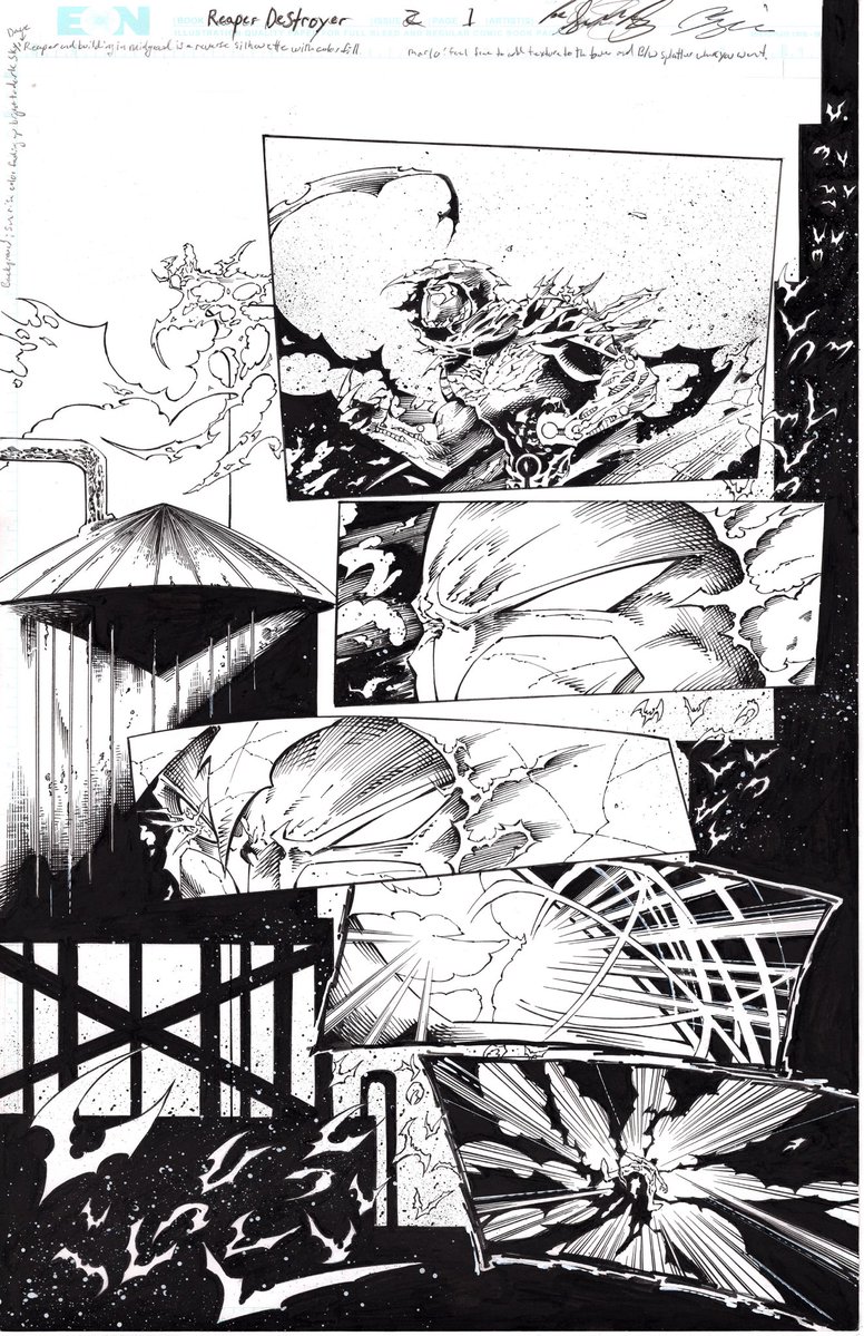 JoeMSonntag1's tweet image. Just got the inks for a couple pages to Reaper Destroyer issue 2 in the mail for Marlo Alquiza! What a great joy it is to be working with a master of his craft!
Here is an exclusive look at page 1🤘🏻🔥
Sign up for Reaper Destroyer issue 2 👇🏻
indiegogo.com/projects/--324… Reaper…