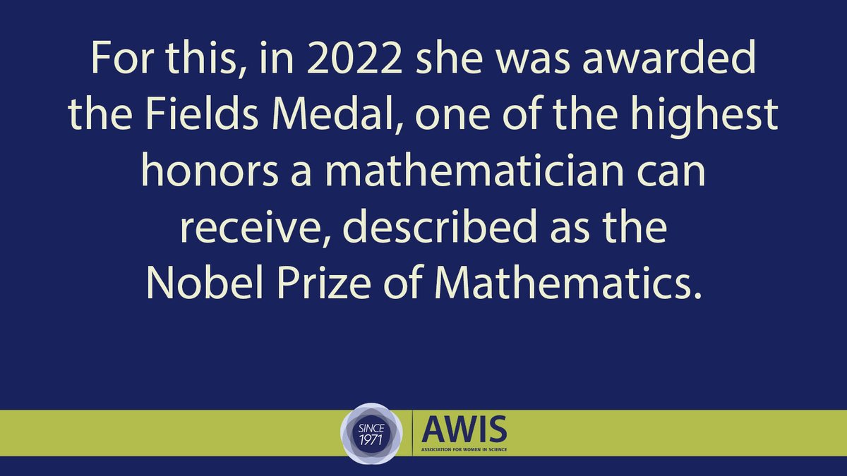 AWISNational's tweet image. Maryna Viazovska, PhD, a Ukrainian mathematician known for her groundbreaking work in sphere packing, is only the second woman to win a Fields Medal.
awis.org/historical-wom…
#WomenInScience