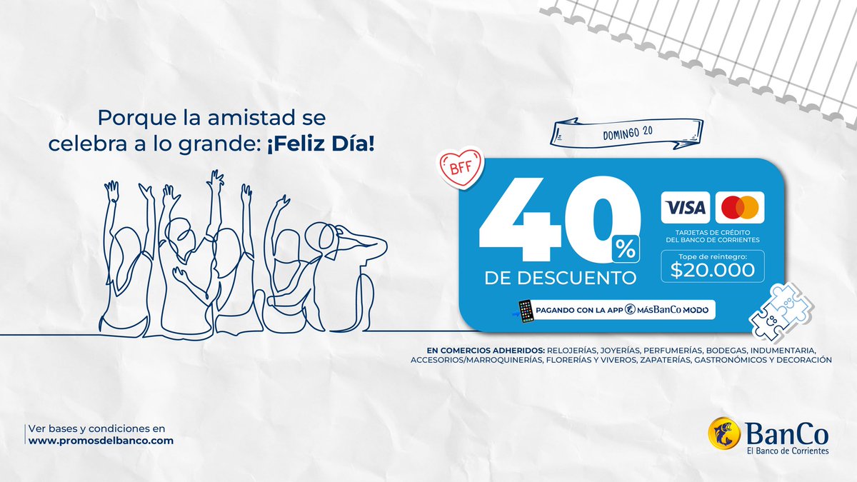 BancodeCtes's tweet image. Todos tenemos a esos amigos sin capa, que celebran tus alegrías y te acompañan en las tristezas.

Aprovechá este descuentazo y sorprendé con ese detalle que dice: gracias por estar siempre 💙