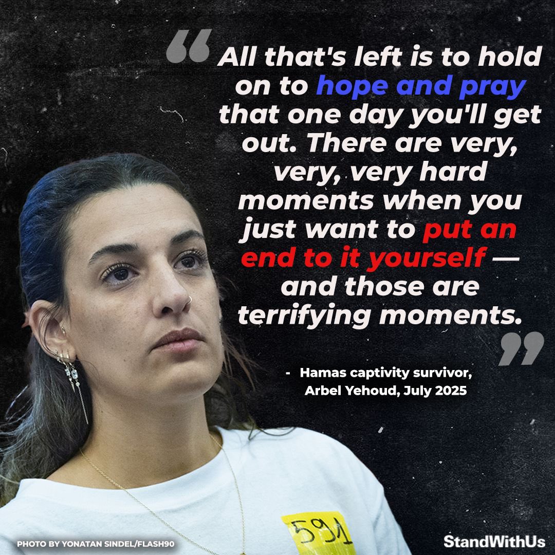 RozRothstein's tweet image. Powerful words from Arbel Yehoud, who was freed from Hamas captivity in Gaza on January 30, 2025, after surviving 482 days.
Her partner, Ariel, is still being held hostage in Gaza.
All 50 hostages must be released NOW! 🎗️