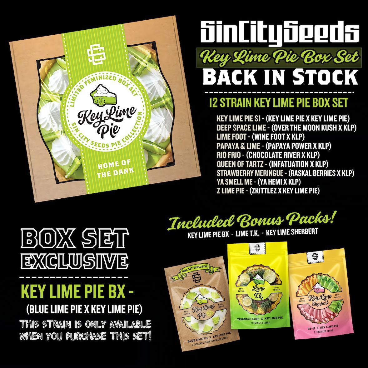 Sin City Seeds Key Lime Pie Box Sets Are Almost Gone! 🥧 

This Box Comes With 12 Full Sized Packs! Don't Miss It! 🚨

No sales through social media