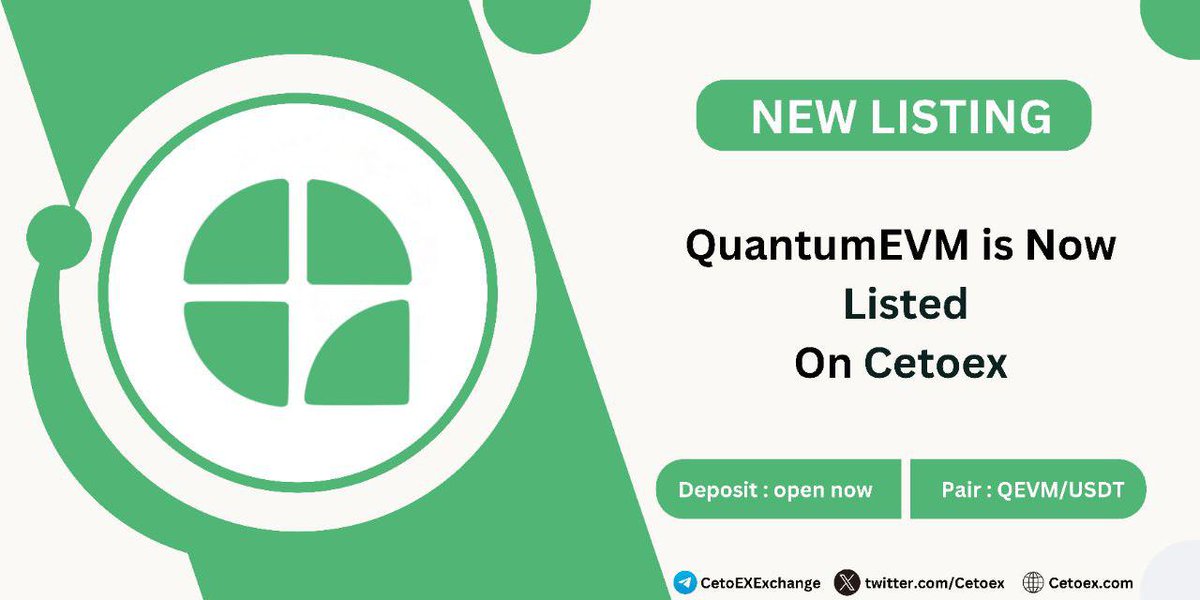 Cetoex's tweet image. 📢 New Listing Alert 🚨
@quantumevm (QEVM) is Now Listed on #CetoEX!
💎Pair: QEVM/USDT
💎Deposit: Open Now
💎Trading: Open Now
#QEVM #cetoex #newlisting