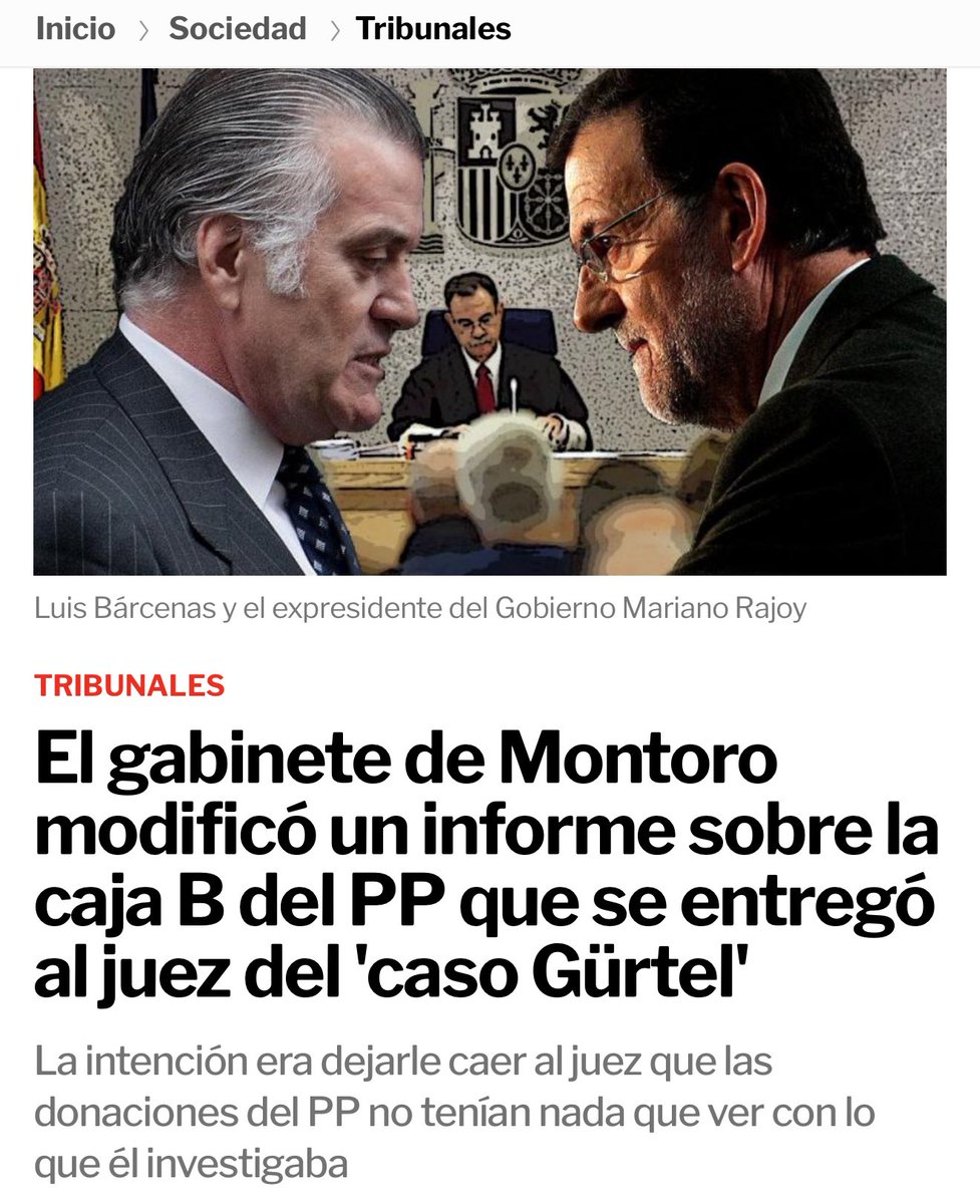 Y esto me parece gravísimo. Falsear documentos de la Agencia Tributaria para librar al PP de la Gürtel! 

¿Por orden de quién? Montoro y su gabinete, modificaron un informe antes de entregarlo al magistrado de la Audiencia Nacional, Pablo Ruz. 

Algo absolutamente ilegal y juez