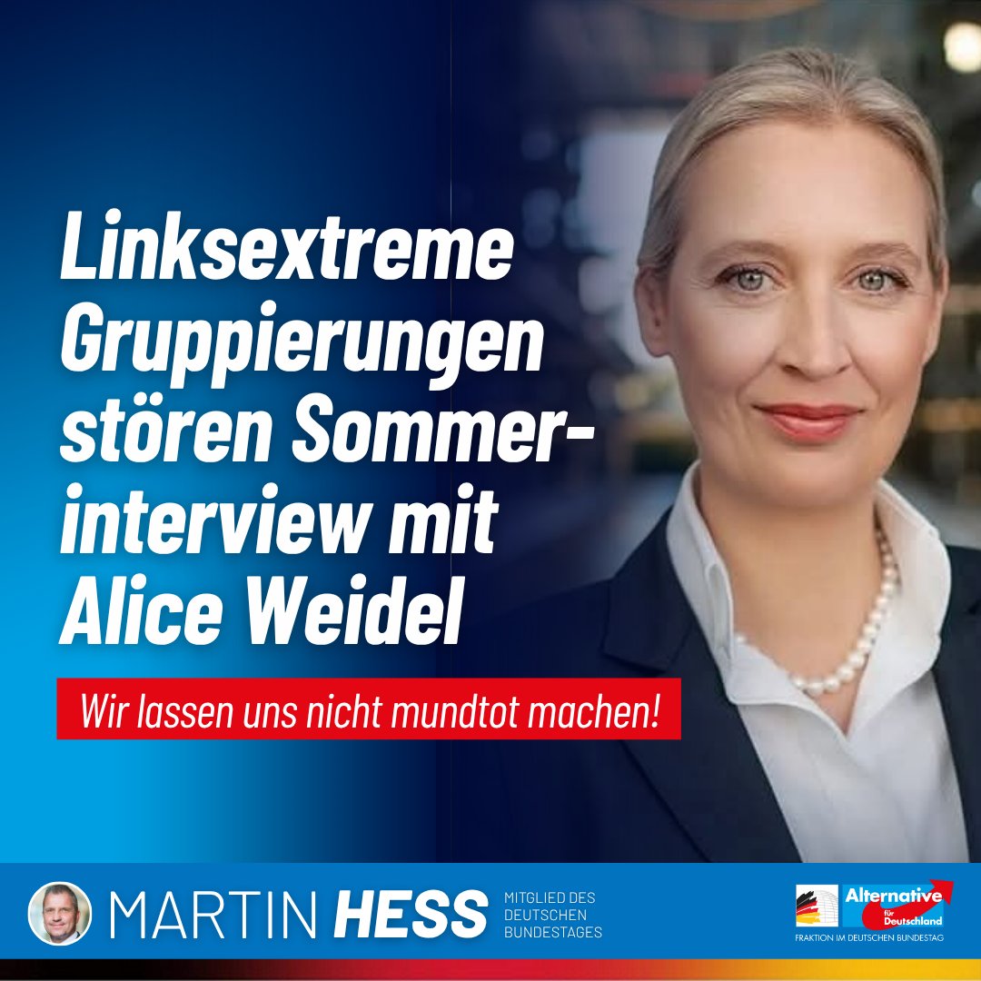 Was während des ARD-Sommerinterviews mit Alice Weidel passiert ist, ist ein Skandal. Statt eines fairen Interviews erlebten die Zuschauer eine gezielte Störaktion durch linksextreme Gruppierungen, darunter die „Omas gegen rechts“ und das „Zentrum für politische Schönheit“. Mit