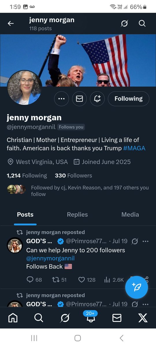 KJW (@hawkesbay69) on Twitter photo Can we get Jenny a few more friends ,please give <a href="/jennymorgannil/">jenny morgan</a> a follow, repost 💪 🫶 👊 💥 💯 🇺🇸 Can we get Jenny a few more friends ,please give <a href="/jennymorgannil/">jenny morgan</a> a follow, repost 💪 🫶 👊 💥 💯 🇺🇸