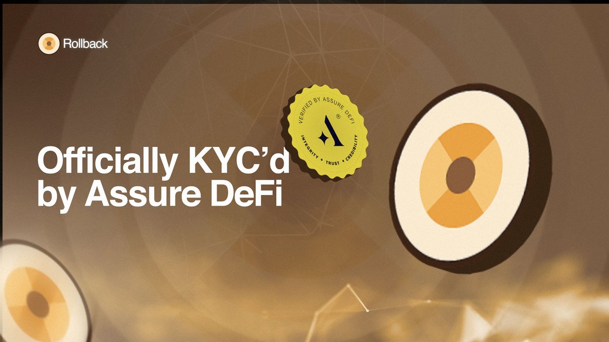 rollbacklabs's tweet image. The Rollback team has successfully completed full KYC with @AssureDeFi. 

Verified. Locked in. Rollback is here to protect what matters.

➫ Certificate: projects.assuredefi.com/project/rollba…