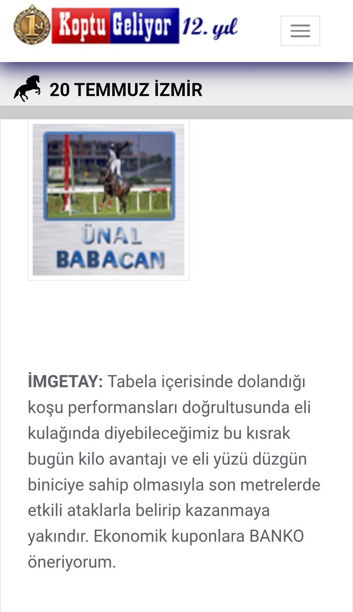 Devirli altılıya İmgetay bankosu ile start veriyoruz. ✅