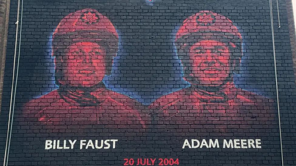 fbunational's tweet image. Today #WeRemember Billy Faust and Adam Meere, who died in the line of duty on this day in 2004.
A mural was unveiled in their honur in Whitechapel last year.