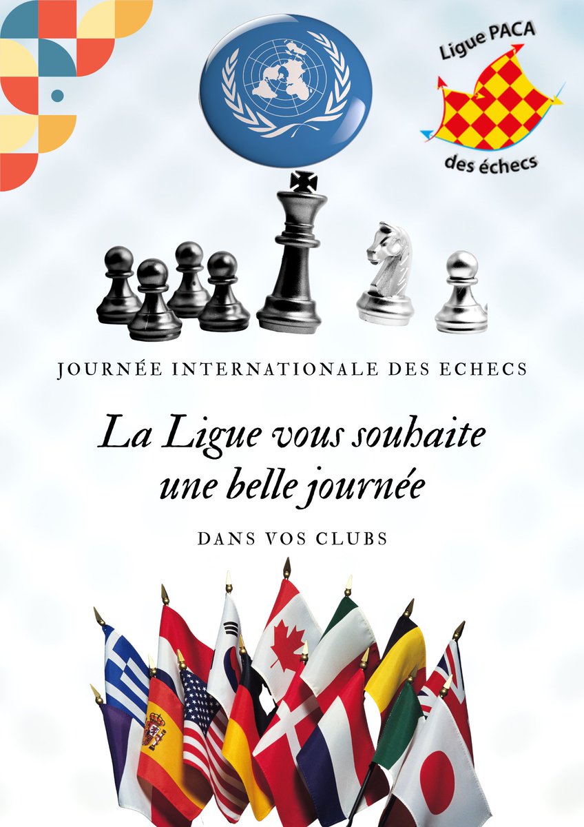 Ligue PACA Échecs (@liguepacaechecs) on Twitter photo ♟️ La Ligue PACA Échecs vous souhaite une belle Journée Internationale des Échecs ! ♟️
Bonne fête à toutes et à tous, que le trait soit à la réflexion et à la passion !
<a href="/escafrestephane/">escafre stephane</a> <a href="/ffechecs/">Fédération Française des Échecs</a> <a href="/Liguepacaechecs/">Ligue PACA Échecs</a> <a href="/EloiRelange/">Eloi Relange</a> <a href="/LaurieDelorme12/">Laurie Delorme</a> <a href="/jbmullon/">Jean-Baptiste MULLON</a> <a href="/MaRegionSud/">Région Sud</a> ♟️ La Ligue PACA Échecs vous souhaite une belle Journée Internationale des Échecs ! ♟️
Bonne fête à toutes et à tous, que le trait soit à la réflexion et à la passion !
<a href="/escafrestephane/">escafre stephane</a> <a href="/ffechecs/">Fédération Française des Échecs</a> <a href="/Liguepacaechecs/">Ligue PACA Échecs</a> <a href="/EloiRelange/">Eloi Relange</a> <a href="/LaurieDelorme12/">Laurie Delorme</a> <a href="/jbmullon/">Jean-Baptiste MULLON</a> <a href="/MaRegionSud/">Région Sud</a>