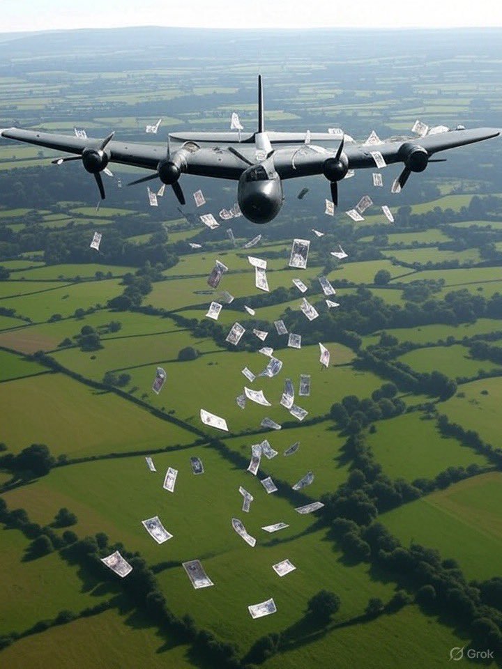 alexfmac's tweet image. In WW2 Hitler planned to drop millions of pounds of bank notes from Luftwaffe planes across Britain (£7.5b in today’s money).
He knew it would lead to rampant inflation and destabilise the country.
Nowadays we don’t need our enemies to do this - our own governments do.