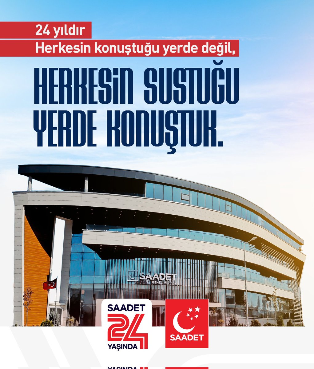 24 yıldır, herkesin konuştuğu yerde değil;
herkesin sustuğu yerde konuştuk!

#Saadet24Yaşında